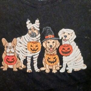 Adorable Halloween Dog & Pumpkin Graphic T-Shirt L 🐕🎃
